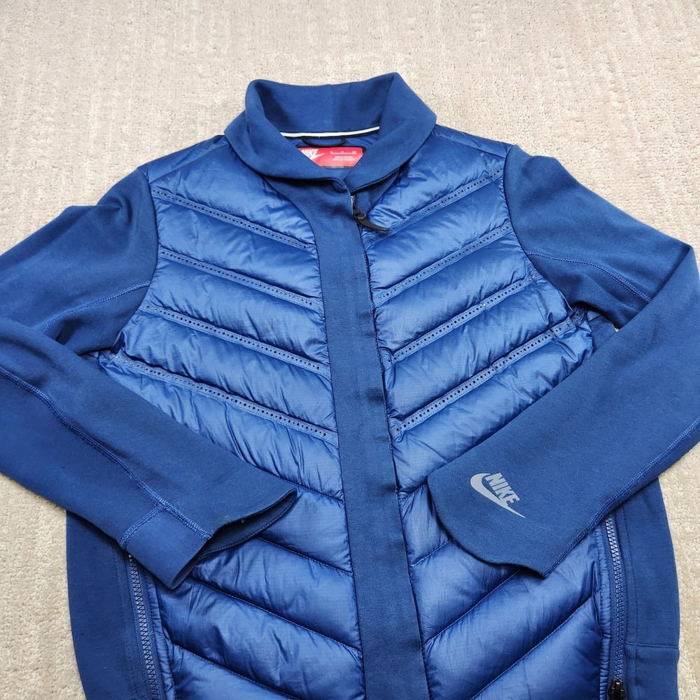 Nike Puffer Jacket Women Small 800 Goose Down Tech Fleece Aeroloft Shawl Hybrid‎
